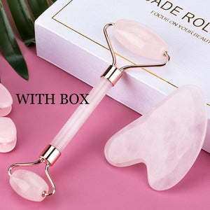 Rose Quartz Jade Rolle face massager Lifting Slim Massage Natural Stone Crystal Slimming Shaper Beauty Health Care Tools Wrinkle