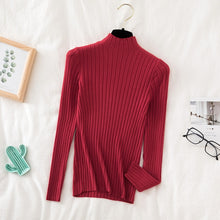 Load image into Gallery viewer, Croysier Pullover Ribbed Knitted Sweater Autumn Winter Clothes Women 2020 High Neck Long Sleeve Slim Basic Woman Sweaters Tops