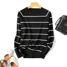 Load image into Gallery viewer, 2021 Autumn Winter Long Sleeve Striped Pullover Women Sweater Knitted Sweaters O-Neck Tops Korean Pull Femme Jumper Female White