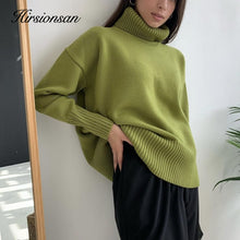 Load image into Gallery viewer, Hirsionsan Turtle Neck Cashmere Winter Sweater Women 2021 Elegant Thick Warm Female Knitted Pullover Loose Basic Knitwear Jumper