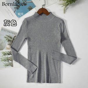 Bornladies Autumn Winter Basic Turtleneck Knitting Bottoming Warm Sweaters 2021 Women's Pullovers Solid Minimalist Cheap Tops