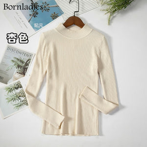 Bornladies Autumn Winter Basic Turtleneck Knitting Bottoming Warm Sweaters 2021 Women's Pullovers Solid Minimalist Cheap Tops