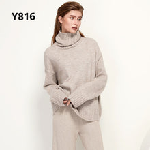 Load image into Gallery viewer, Aachoae Autumn Winter Women Knitted Turtleneck Wool Sweaters 2021 Casual Basic Pullover Jumper Batwing Long Sleeve Loose Tops