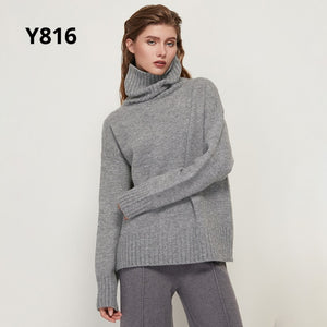 Aachoae Autumn Winter Women Knitted Turtleneck Wool Sweaters 2021 Casual Basic Pullover Jumper Batwing Long Sleeve Loose Tops