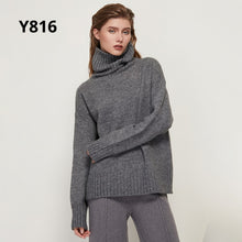 Load image into Gallery viewer, Aachoae Autumn Winter Women Knitted Turtleneck Wool Sweaters 2021 Casual Basic Pullover Jumper Batwing Long Sleeve Loose Tops