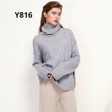 Load image into Gallery viewer, Aachoae Autumn Winter Women Knitted Turtleneck Wool Sweaters 2021 Casual Basic Pullover Jumper Batwing Long Sleeve Loose Tops