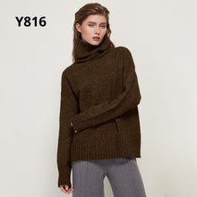 Load image into Gallery viewer, Aachoae Autumn Winter Women Knitted Turtleneck Wool Sweaters 2021 Casual Basic Pullover Jumper Batwing Long Sleeve Loose Tops