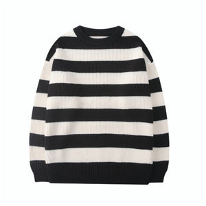 Autumn Winter Knitted Striped Sweater Women Casual Oversized Pullovers Sweaters Loose Warm Jumper Streetwear Teen Knitwear