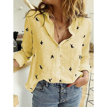 Load image into Gallery viewer, Leisure White Yellow Shirts Button Lapel Cardigan Top Lady Loose Long Sleeve Oversized Shirt Womens Blouses Autumn Blusas Mujer