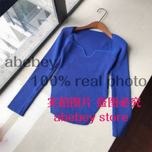 Load image into Gallery viewer, 2021 new spring and summer fashion women clothes sqaure collar full sleeves elastic high waist sexy pullover WK080