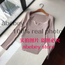 Load image into Gallery viewer, 2021 new spring and summer fashion women clothes sqaure collar full sleeves elastic high waist sexy pullover WK080