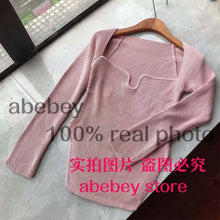 Load image into Gallery viewer, 2021 new spring and summer fashion women clothes sqaure collar full sleeves elastic high waist sexy pullover WK080