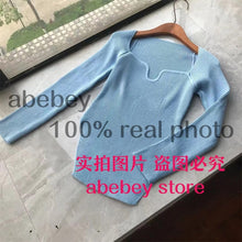 Load image into Gallery viewer, 2021 new spring and summer fashion women clothes sqaure collar full sleeves elastic high waist sexy pullover WK080