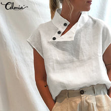 Load image into Gallery viewer, Celmia Stylish Women Shirts 2021 Summer Cotton Linen Oversized Blouses Short Sleeve Blusas Casual Loose Camisas Solid Tunic Top