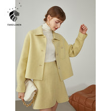 Load image into Gallery viewer, FANSILANEN Women Fragrance Double-sided Woolen Coat Suit Two-piece Winter Wool Short Coat Skirt Ladies Temperament Woolen Suits