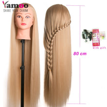 Load image into Gallery viewer, head dolls for hairdressers 80cm hair synthetic mannequin head hairstyles Female Mannequin Hairdressing Styling Training Head