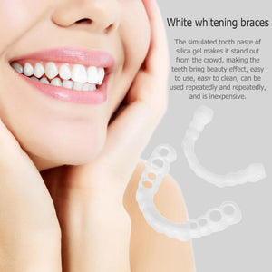 1pair Fake Teeth Upper False Fake Tooth Cover Snap On Immediate Teeth Cosmetic Denture Care Oral Care Plastic Whitening Denture