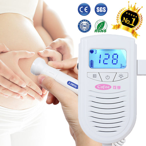 Cofoe Fetal Doppler Ultrasound Baby Heartbeat Detector Home Pregnant Doppler Baby Heart Rate Monitor Pocket Doppler 3.0MHz